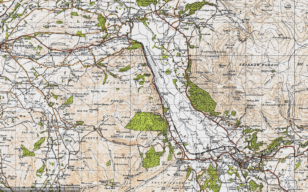 Old Map of Historic Map covering Whinlatter in 1947
