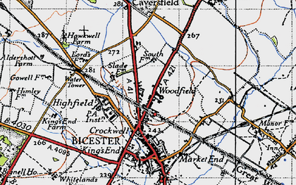 Old map of Woodfield in 1946