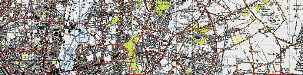 Old map of Woodford Green in 1946