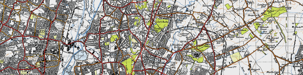Old map of Woodford Wells in 1946