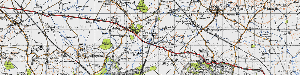 Old map of Woodham in 1946