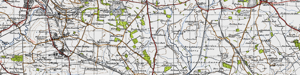 Old map of Woodham Burn in 1947