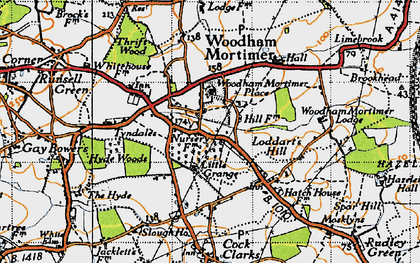 Old map of Woodham Mortimer in 1945