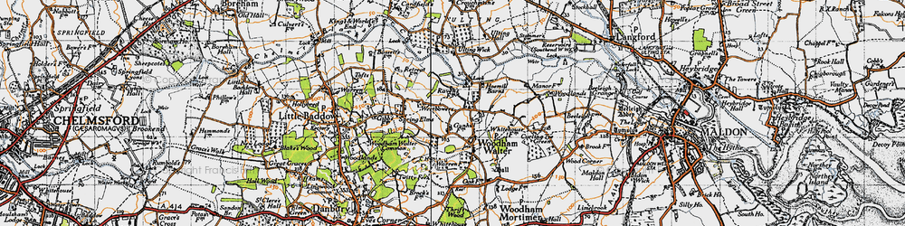 Old map of Woodham Walter in 1945