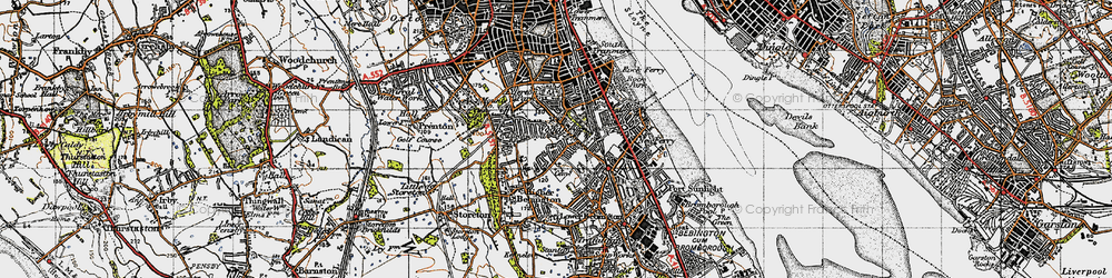 Old map of Woodhey in 1947