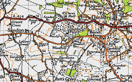 Old map of Woodhill in 1945