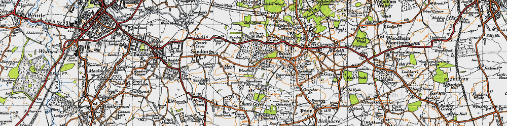 Old map of Woodhill in 1945