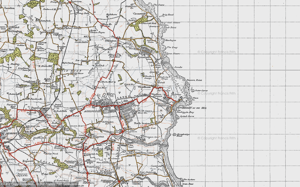 Old Map of Historic Map covering Beacon Point in 1947