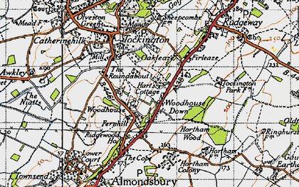 Old map of Woodhouse Down in 1946