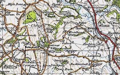 Old map of Woodhouse Green in 1947