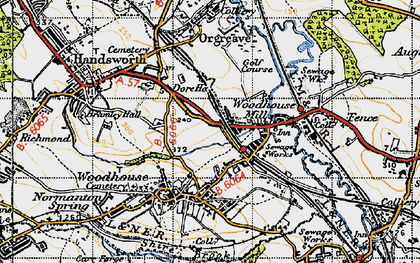 Old map of Woodhouse Mill in 1947