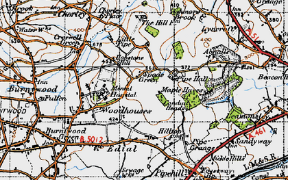 Old map of Woodhouses in 1946