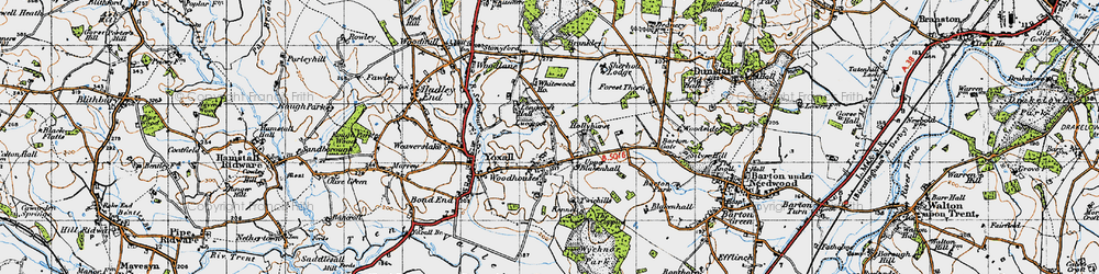 Old map of Woodhouses in 1946