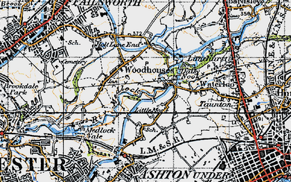 Old map of Woodhouses in 1947