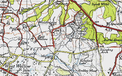 Old map of Woodington in 1945