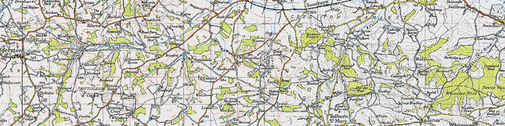 Old map of Tillerton in 1946