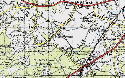 Old map of Busketts Wood in 1945