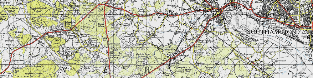 Old map of Busketts Wood in 1945
