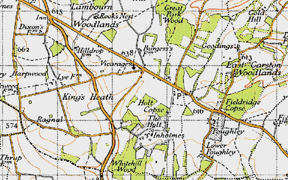 Old map of Woodlands St Mary in 1947