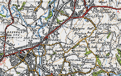 Old map of Woodley in 1947
