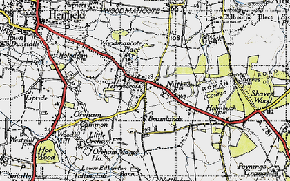 Old map of Woodmancote Place in 1940