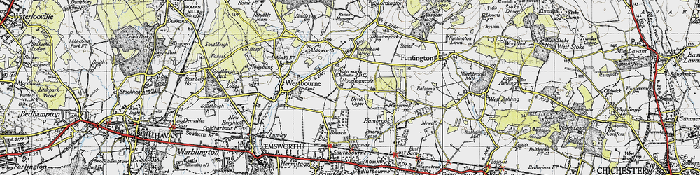 Old map of Woodmancote in 1945