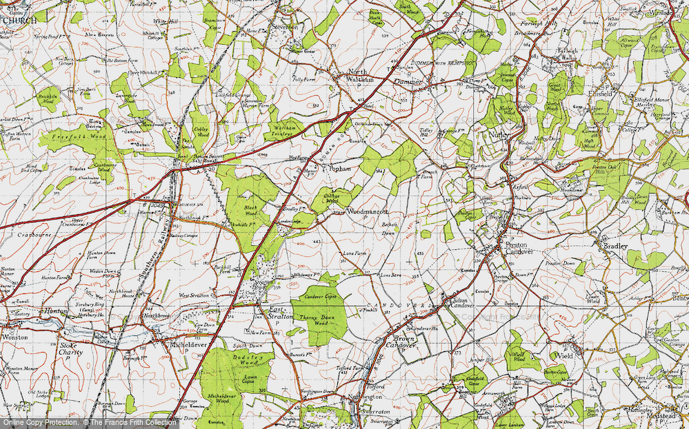 Old Map of Historic Map covering Becket's Down in 1945