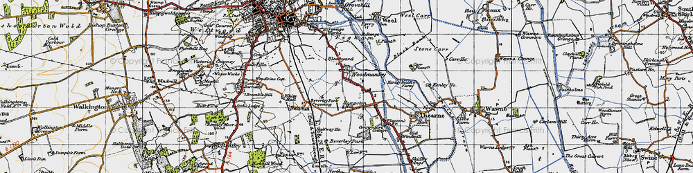 Old map of Woodmansey in 1947