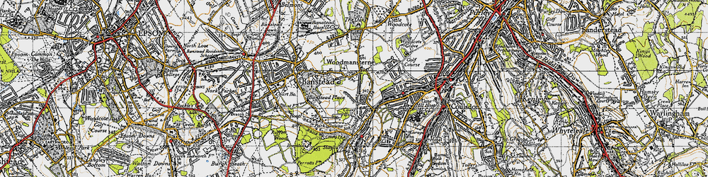 Old map of Woodmansterne in 1945