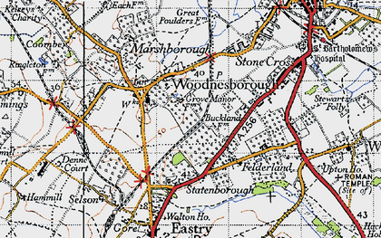 Old map of Woodnesborough in 1947