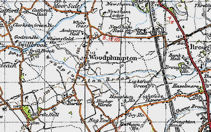 Old map of Woodplumpton Brook in 1947