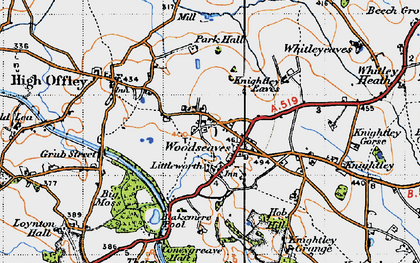 Old map of Woodseaves in 1946