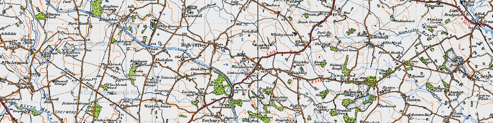 Old map of Woodseaves in 1946