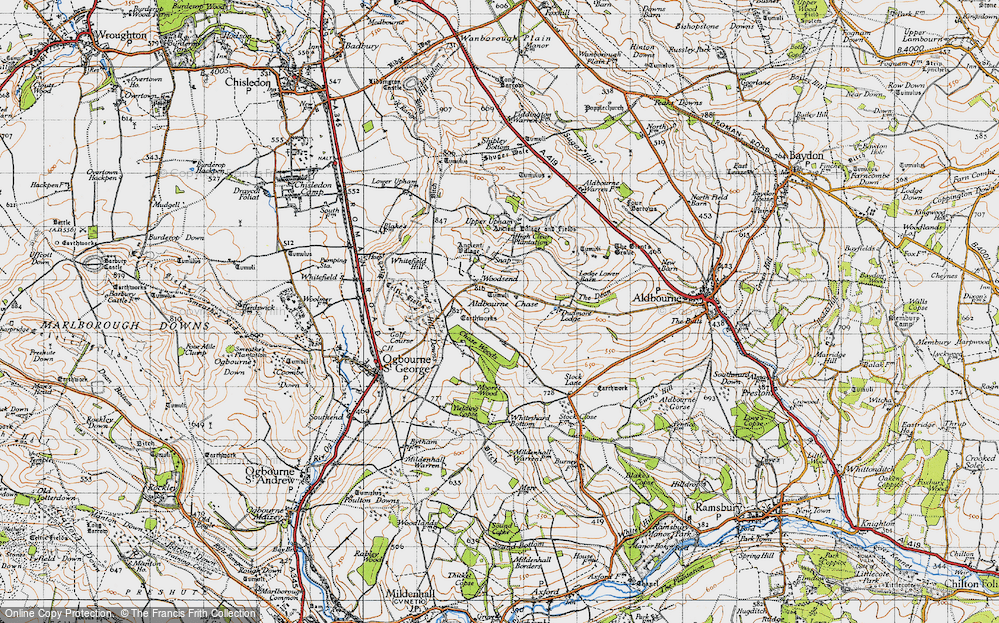 Old Map of Historic Map covering Whiteshard Bottom in 1947