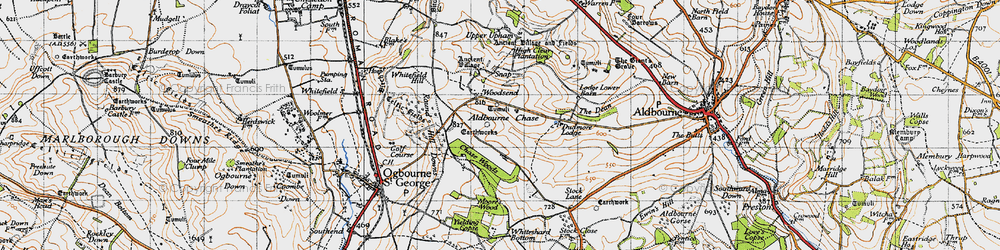 Old map of Aldbourne Chase in 1947