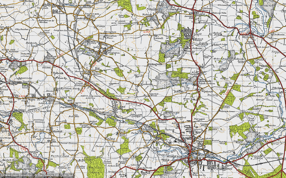 Old Map of Woodsetts, 1947 in 1947