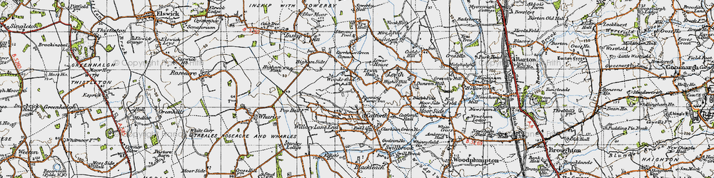 Old map of Woodsfold in 1947
