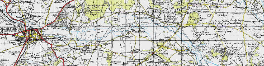Old map of Woodsford in 1945