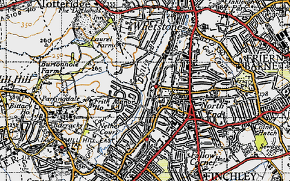 Old map of Woodside Park in 1945