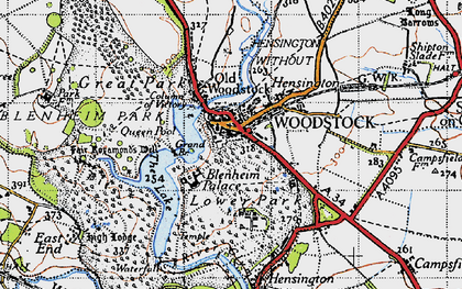 Old map of Blenheim Palace in 1946