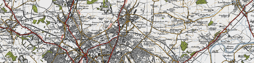 Old map of Woodthorpe in 1946
