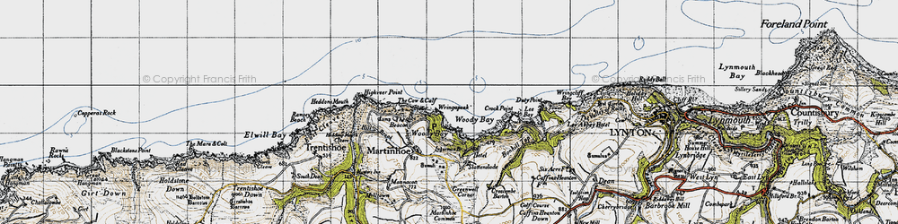 Old map of Woody Bay in 1946