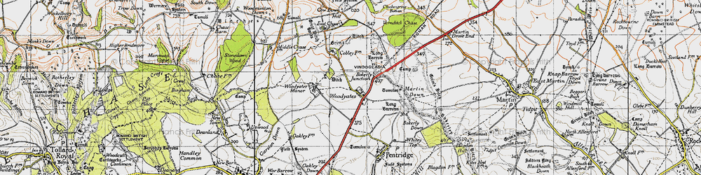 Old map of West Woodyates Manor in 1940