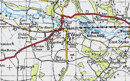 Old map of Bindon Abbey in 1945