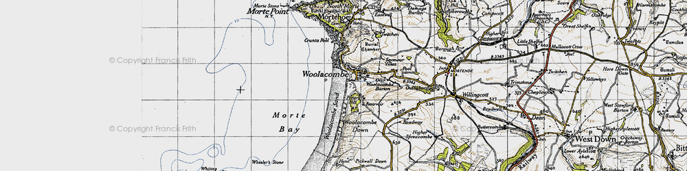 Old map of Woolacombe in 1946