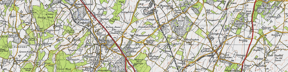 Old map of Woolage Village in 1947