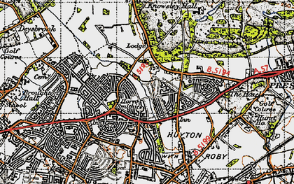 Old map of Woolfall Heath in 1947