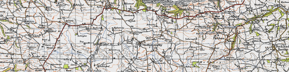 Old map of Woolfardisworthy in 1946
