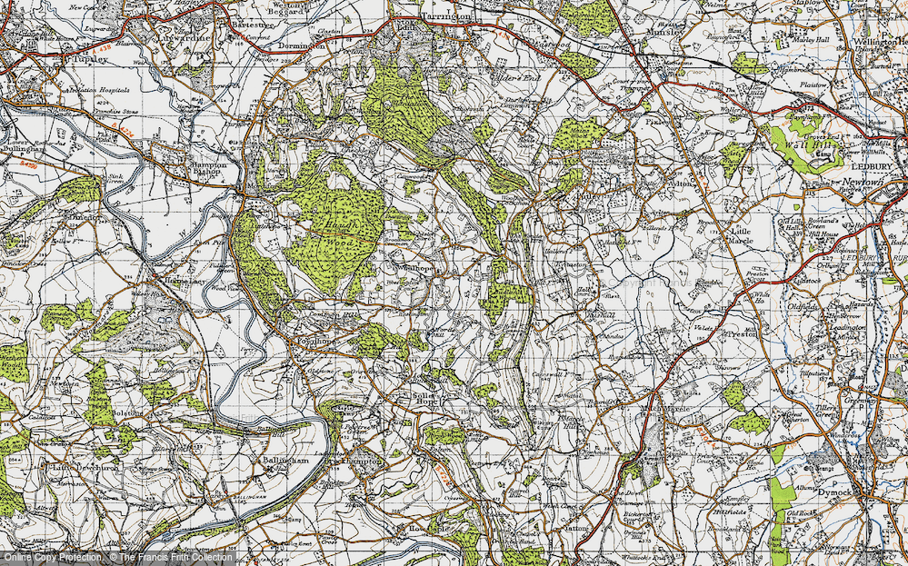 Old Map of Historic Map covering Busland Wood in 1947