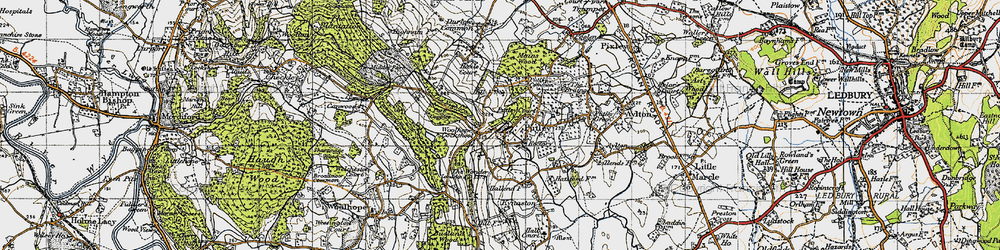 Old map of Woolhope Cockshoot in 1947